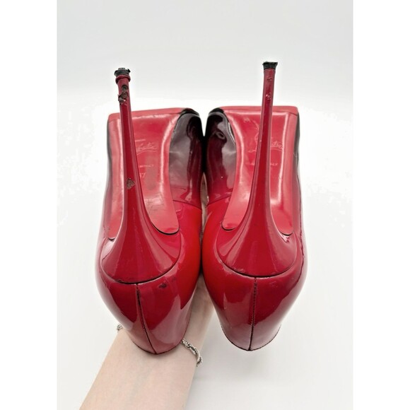Christian Louboutin Red/Black Ombre Patent Leather Very Prive Pumps Sz EU 37 - Picture 11 of 14